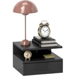 Homcom Comodino Sospeso per Camera da Letto con Cassetto e Ripiano Aperto in Legno, 35x32x22.5 cm, Nero Lucido Aosom Italy