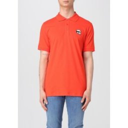 Lagerfeld Polo in cotone con monogram ricamato Arancione Taglia L