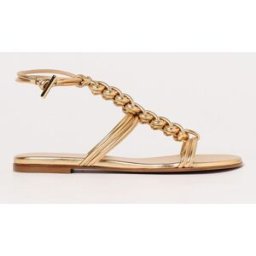 Gianvito Rossi Sandalo Capua in nappa intrecciata laminata Oro Taglia 36½