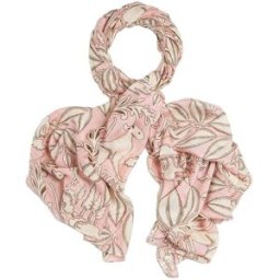 Sciarpa rosa One Hundred Stars in modal e cupro a motivo sfinge avorio