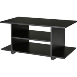 Homcom Mobile Porta Tv Ripiani in Legno con Ruote,Salotto Ingresso Supporto da tavolo TV Nero, 40x40x80cm Aosom