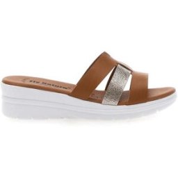 Ciabatte marrone con fascia glitter e zeppa Fly Nature 520 37