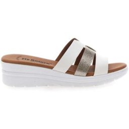 Ciabatte bianche con fascia glitter e zeppa Fly Nature 520 39