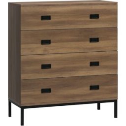 Homcom Settimino 4 Cassetti con Gambe in Metallo per Soggiorno e Camera da Letto, Cassettiera in Legno, Credenza con Cassetti, Marrone Aosom Italy