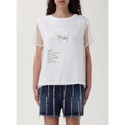 Patrizia Pepe T-shirt in tulle con logo Bianco Taglia 3