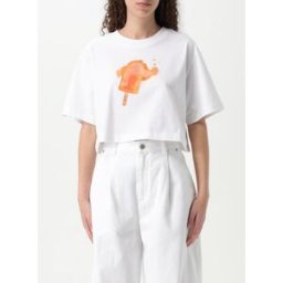 Moschino T-shirt crop in cotone stampato Bianco Taglia S