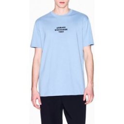 T-shirt mezza manica Armani Exchange azzurra regular-fit con ricamo logo scritta