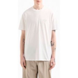 T-shirt mezza manica Armani Exchange bianca regular-fit con ricamo scritta logo in tono