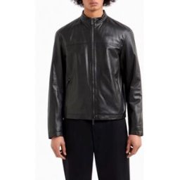 Biker nero Armani Exchange in vera pelle