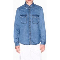 Overshirt Armani Exchange in denim di puro cotone lavaggio medio