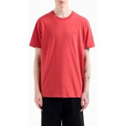T-shirt mezza manica Armani Exchange corallo regular-fit con ricamo scritta logo in tono