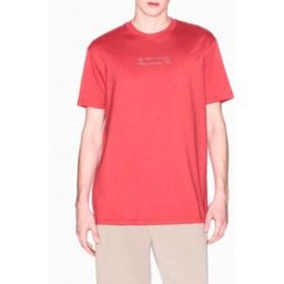 T-shirt mezza manica Armani Exchange corallo regular-fit con ricamo logo 1991