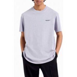 T-shirt mezza manica Armani Exchange lilla tinta unita con logo piccolo stampato sul petto