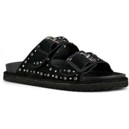 Sandali neri Colors of California in pelle scamosciata con borchie argento applicate