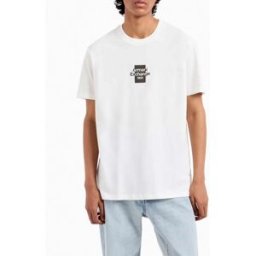T-shirt mezza manica Armani Exchange bianca con logo tab centrale sul petto