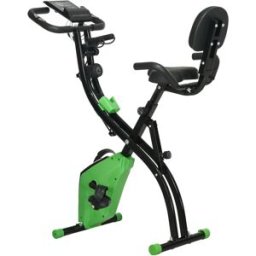 Homcom Cyclette Pieghevole 2 in 1, Resistenza Magnetica Regolabile 8 Livelli, Bici da Fitness con Sensore di Frequenza Cardiaca, Verde