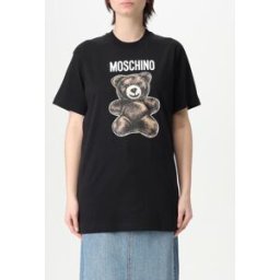 Moschino T-shirt in cotone con stampa logo Nero Taglia L