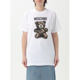 Moschino T-shirt in cotone con stampa logo Bianco Taglia XL
