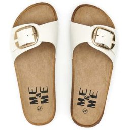 Ciabatte bianche con fibbia e suola effetto sughero Me & Me 14168 37