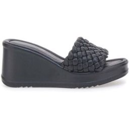 Ciabatte nere con fascia intrecciata e zeppa 8 cm Plocadi 18009 38