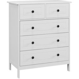 Homcom Cassettiera Bianca con 5 Cassetti Salvaspazio e Antiribaltamento in Legno, Cassettiera Camera da Letto, 74x40x91cm, Bianco Aosom Italy