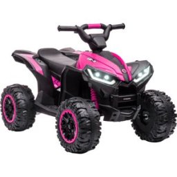 Homcom Quad Elettrico per Bambini 12V, 2 Velocità, Ruote Larghe con Sospensioni e Fari LED, Età 3-5 Anni, Rosa