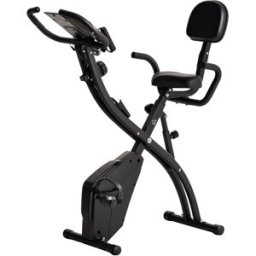 Homcom Cyclette Pieghevole 2 in 1, Resistenza Magnetica Regolabile 8 Livelli, Bici da Fitness con Sensore di Frequenza Cardiaca, Nero Aosom