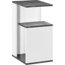Homcom Comodino Bianco con Ripiano Aperto Design Irregolare in Legno, Comodino Camera da Letto, 35x29.5x60cm, Grigio e Bianco Aosom Italy