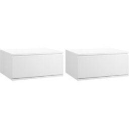 Homcom Set 2 Comodini Sospesi Salvaspazio con Cassetto in Legno e MDF, Comodini Sospesi Camera da Letto, 49x38x23 cm, Bianco Aosom Italy