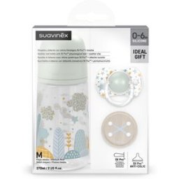 SUAVINEX EXCLUSIVAS RIMAR SL DREAMS SET NASCITA AZZURRO SUCCHIETTO + BIBERON CONTETTARELLA SIMMETRICA SX PRO 270ML + PORTASUCCHIETTO 0/6 MESI