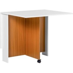 Homcom Tavolo Pieghevole da Pranzo con Ruote, Tavolino Pieghevole salvaspazio, Bianco e Legno, 120x80x73cm Aosom