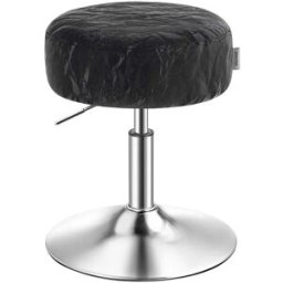 VASAGLE Sgabello da Trucco Regolabile in Altezza Girevole, Nero Inchiostro