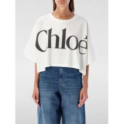 Chloé T-shirt crop oversize Bianco Taglia M