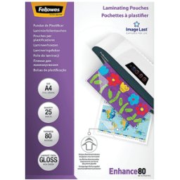 Fellowes BUSTE PLASTIFICATRICE Pouches A4 80Mic 25pz