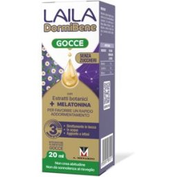 A.MENARINI IND.FARM.RIUN.Srl Laila Dormibene Estratti Botanici + Melatonina Gocce 20ml - Integratore per il Benessere del Sonno