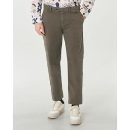 Pantalone chino Paul Baker fango in misto lino e cotone stretch