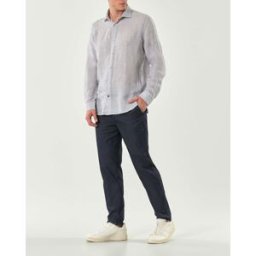 Pantalone chino Paul Baker blu in tessuto diagonale di misto cotone stretch