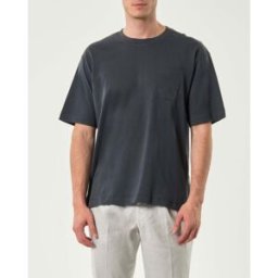 T-shirt oversize Paul Baker antracite in puro cotone con taschino
