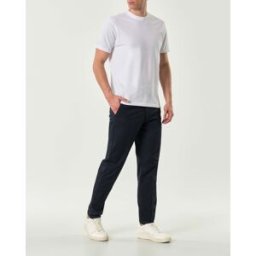 Pantalone chino Paul Baker blu in tessuto diagonale di cotone stretch