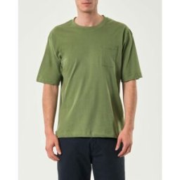 T-shirt oversize Paul Baker verde militare in puro cotone con taschino