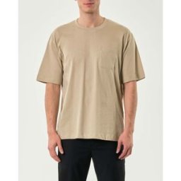 T-shirt oversize Paul Baker sabbia in puro cotone con taschino