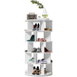 Gl Store Scarpiera da Ingresso Rotonda Girevole a 5 Livelli, Scarpiera Salvaspazio Slim, Portascarpe Salvaspazio, 115×60×60 cm, Bianco Aosom Italy