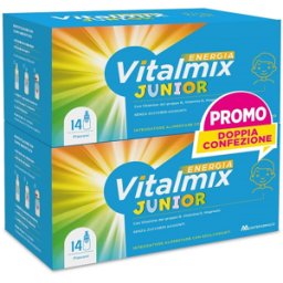 VITALMIX ENERGIA JUNIOR BIPACK 14+14 FLACONCINI - Integratore per ragazzi contro la stanchezza e a supporto del sistema immunitario e della funzione muscolare