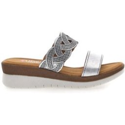 Ciabatte argento con intreccio glitter e plantare comfort Linea Comoda 8009 39
