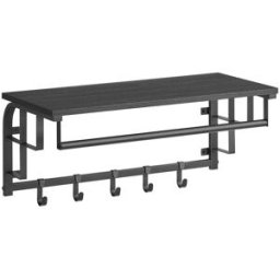 VASAGLE Appendiabiti da Parete con 5 Ganci, Grigio Antracite + Nero