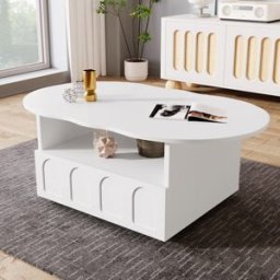 Gl Store Tavolino da caffè a forma di nuvola con cassetti e vani portaoggetti, 100×60×39,2 cm, Bianco
