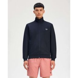 Felpa Fred Perry blu in misto cotone con chiusura zip