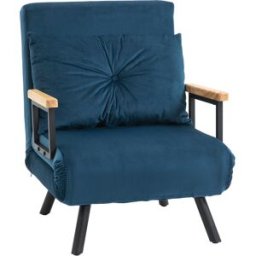 Homcom Poltrona Relax in Stile Scandinavo, Sedia a Dondolo, Poltrona da Lettura. con Cuscino con Bottone, Nero + Naturale