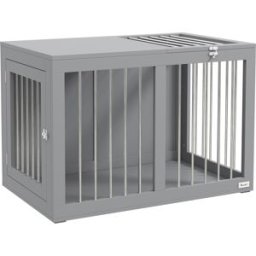 Pawhut Gabbia per Cani Cuccia Trasporto Cani, 2 Porte, chiudibili, Grigio, 80 cm x 50 cm x 56,5 cm