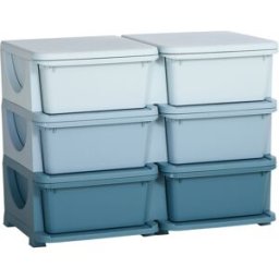 Homcom Cassettiera 6 Cassetti per Bambini 3-6 Anni con Bordi Arrotondati, in PP Blu, 75x37x56.5 cm Aosom Italy